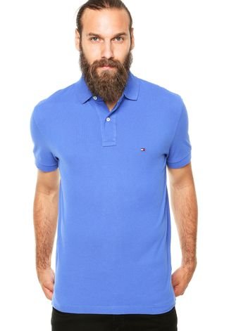 Camisa Polo Tommy Hilfiger Regular Logo Azul