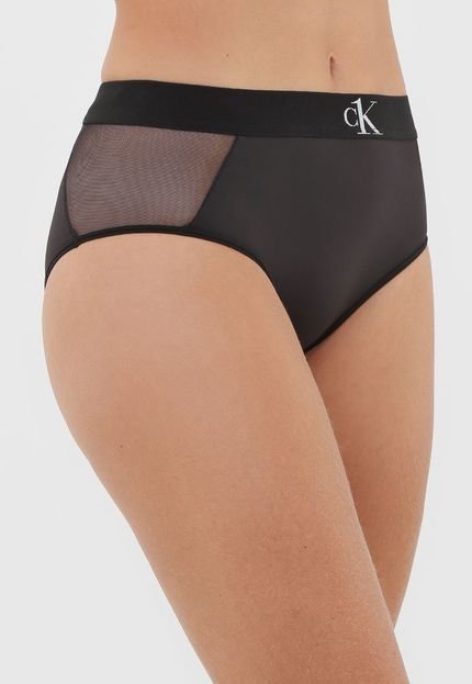 Calcinha Calvin Klein Underwear Hot Pant Tule Preta - Marca Calvin Klein Underwear