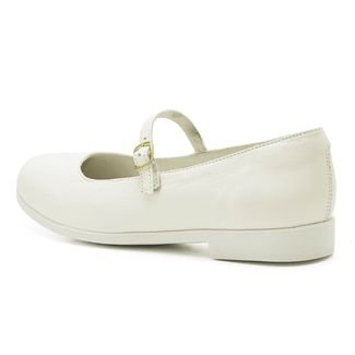 Sapato Boneca Mary Jane Couro Feminino Salto Baixo Bico Redondo Casual Branco