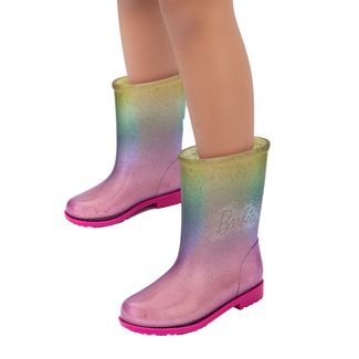 Galocha Barbie Colorful Transparente Glitter Rosa Lilás Infantil Grendene Kids