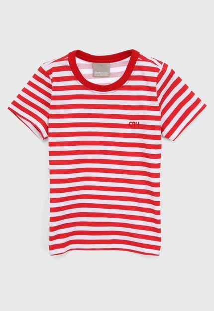 Camiseta Carinhoso Infantil Listrada Vermelha - Marca Carinhoso