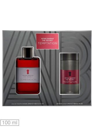 Kit 2Pçs Perfume Antionio Banderas The Secret Temptation 100ml   Desodorante 150ml