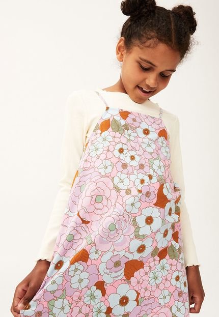 Vestido Infantil Cotton On Sleep Dress Com Blusa Floral Rosa - Marca Cotton On