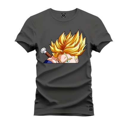 Camiseta Plus Size Premium Estampada Algodão Confortável Goku Mega Saiajim - Grafite - Marca Nexstar