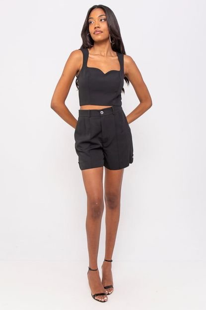 Short Feminino Pregas Detalhe Barra Smk Preto - Marca SMK