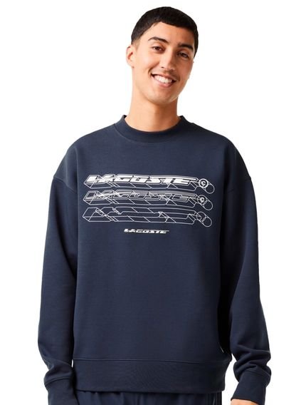 Moletom Lacoste Masculino Crewneck Loose Branded Azul Marinho - Marca Lacoste