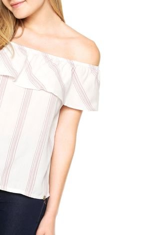 Blusa Lunender Ombro-a-ombro Bege/ Rosa