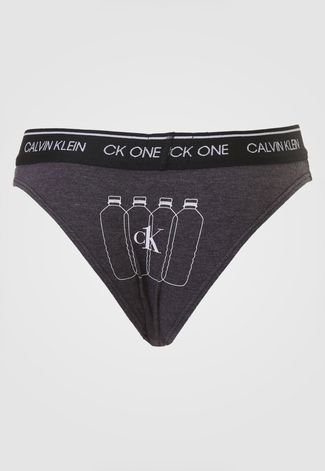 Calcinha Calvin Klein Underwear Tanga Logo Grafite - Compre Agora