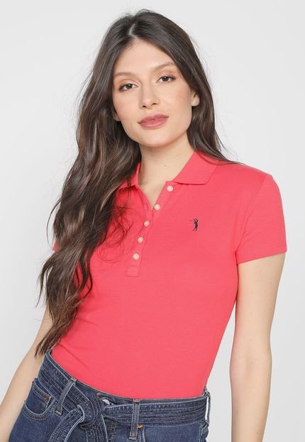 Camisa Polo Aleatory Reta Logo Bordado Rosa - Marca Aleatory