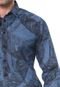 Camisa Jeans Forum Reta Estampada Azul - Marca Forum