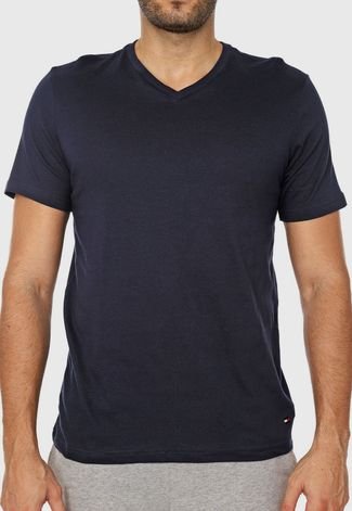 Kit 3pçs Camiseta Tommy Hilfiger Lisa Cinza/Azul-marinho
