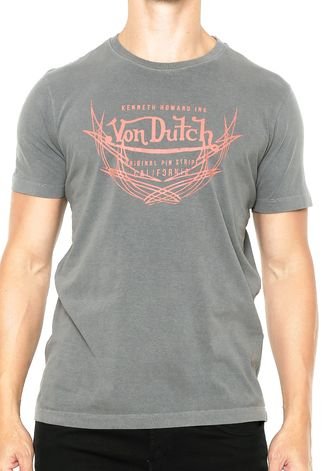 Camiseta Von Dutch  Logo Degradê Cinza