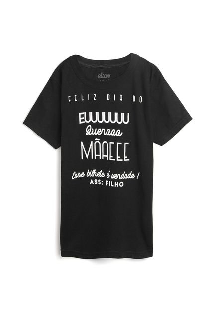 Camiseta Elian Menina Lettering Preta - Marca Elian