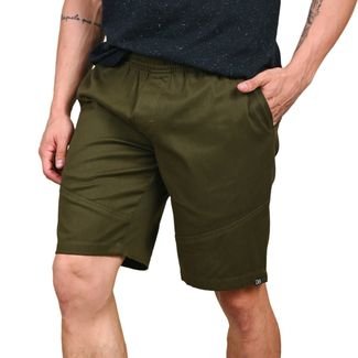 Bermuda Masculina Sarja Ajuste Elastico Verde Militar