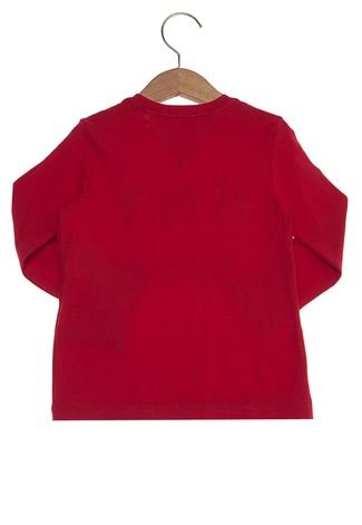 Camiseta Tommy Hilfiger New York Infantil Longa Vermelha