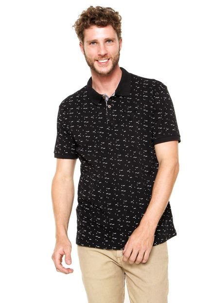 Camisa Polo Aleatory Piquet Mini Print Preta - Marca Aleatory