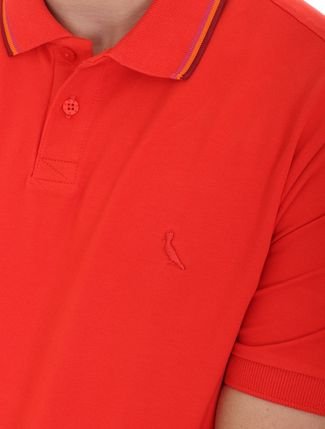 Polo Reserva Masculino Pima Cotton Piquet Tipped Collar Vermelha