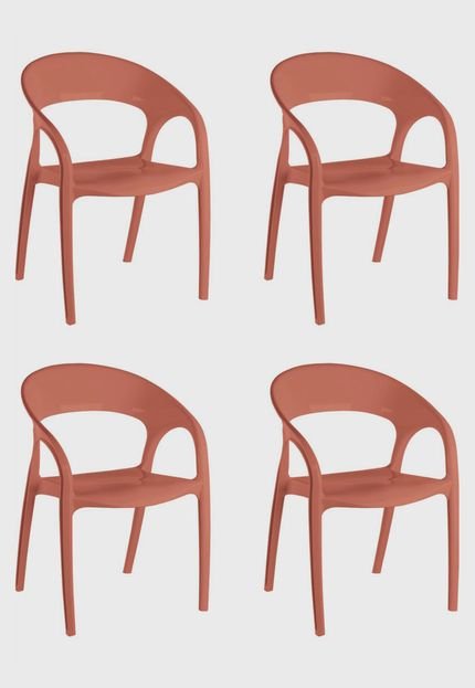 4 Cadeiras Glass Plus Terracota Solido De Plástico UZ Kappesberg Marrom - Marca Kappesberg
