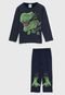 Pijama Kyly Longo Infantil Dinossauro Azul - Marca Kyly