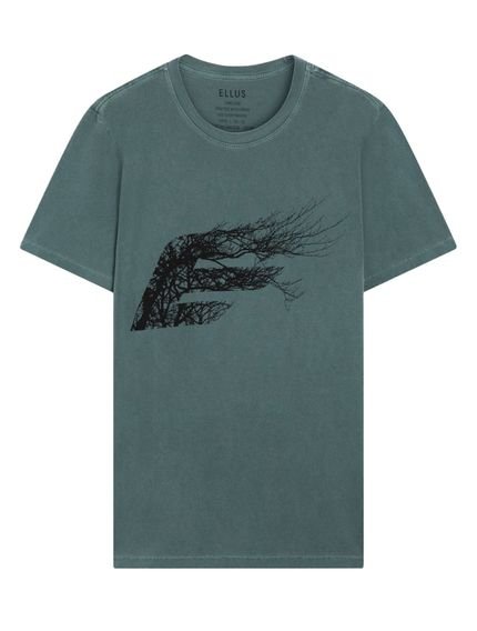 Camiseta Ellus Masculina Washed Easa Branches Classic Verde Escuro - Marca Ellus