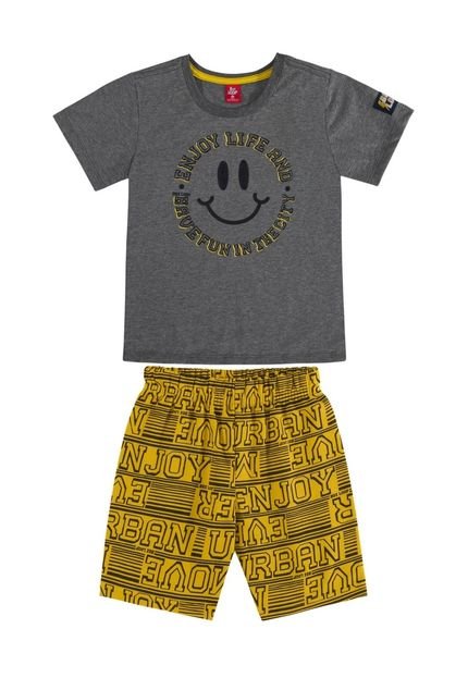 Conjunto Infantil Masculino com Camiseta e Bermuda Enjoy Life Bee Loop Cinza - Marca Bee Loop