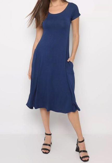 Vestido Maria Paes Azul Midi - Marca Maria Paes