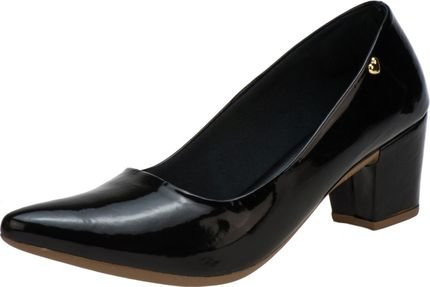 Scarpin Lumiss Salto Grosso Verniz Preto - Marca Amorelle