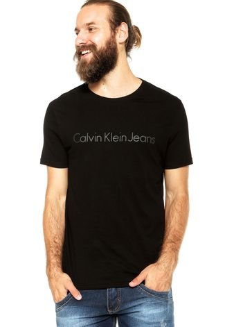 Camiseta Calvin Klein Jeans Relevo Preta - Compre Agora | Kanui Brasil