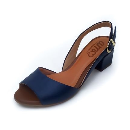 Sandália de Salto Couro Amo Calçados Uly Azul Marinho - Marca Amo Calçados