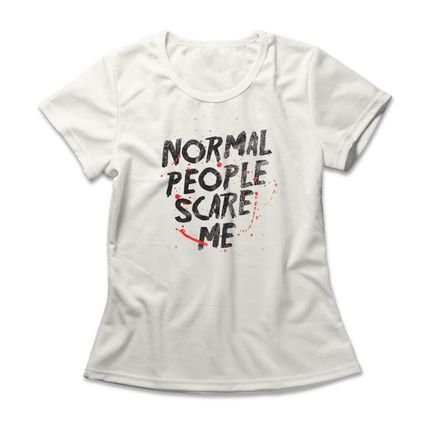 Camiseta Feminina Normal People Scare Me - Off White - Marca Studio Geek 