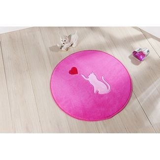 Tapete com Antiderrapante Formato Gato Love - 65cm - Pink