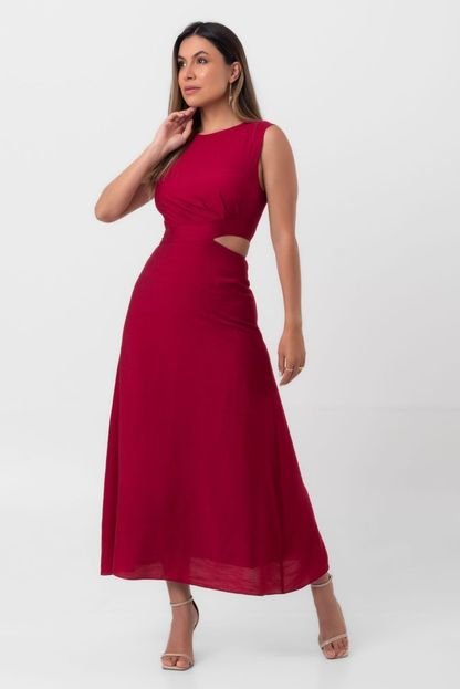 Vestido super midi abertura vinho labrava - Marca Labrava