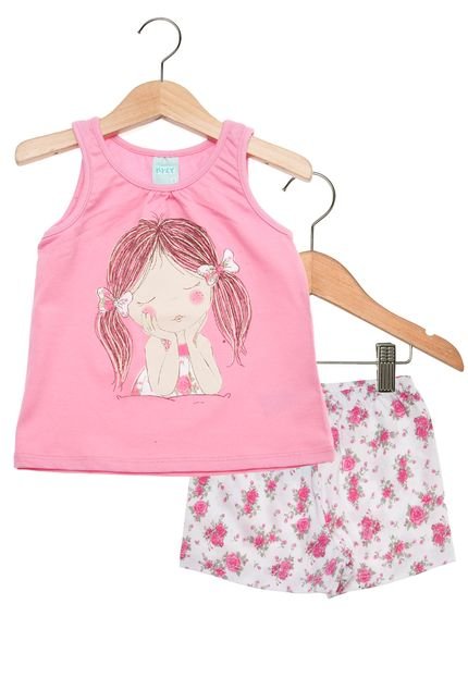 Pijama Kyly Floral Infantil Rosa - Marca Kyly