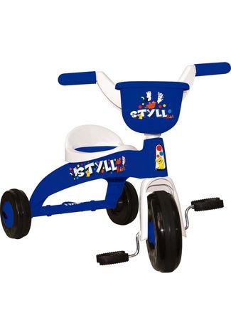 Triciclo Infantil Branco e Azul Styll