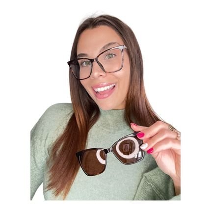 Óculos Clipon Sol Armação Feminino Quadrada 2 em 1 Moon - Marca Palas Eyewear
