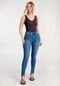 Calça Jeans Skinny Chapa Barriga com Trança Cós - Marca Lunender