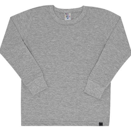 Camiseta Manga Longa Cinza - Infantil - Meia Malha Camiseta Cinza Ref:47456-567-8 - Marca Pulla Bulla