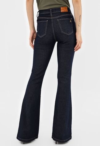 Calça Jeans Polo Wear Flare Pespontos Azul-Marinho