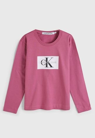 Blusa Calvin Klein Kids Infantil Logo Rosa