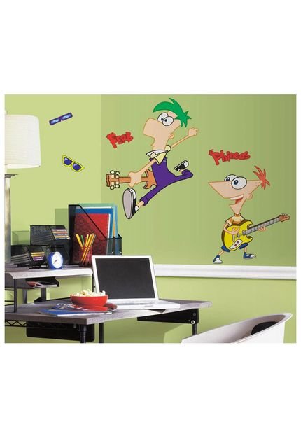 Adesivos de Parade RoomMates Colorido Phineas & Ferb Peel & Stick Giant Wall Decal - Marca RoomMates