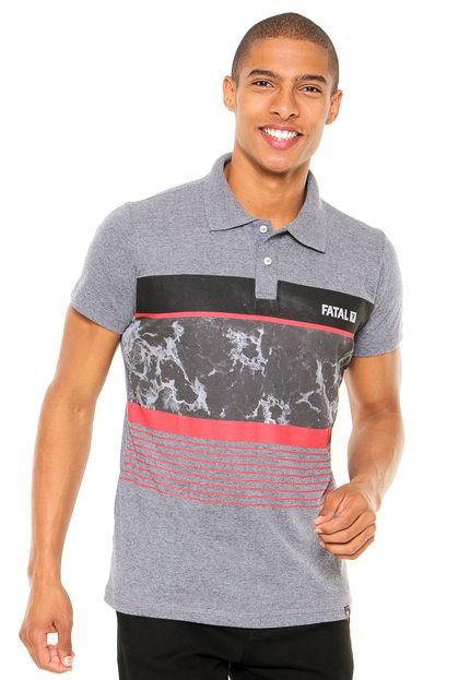 Camisa Polo Fatal Surf Estampada Cinza - Marca Fatal Surf