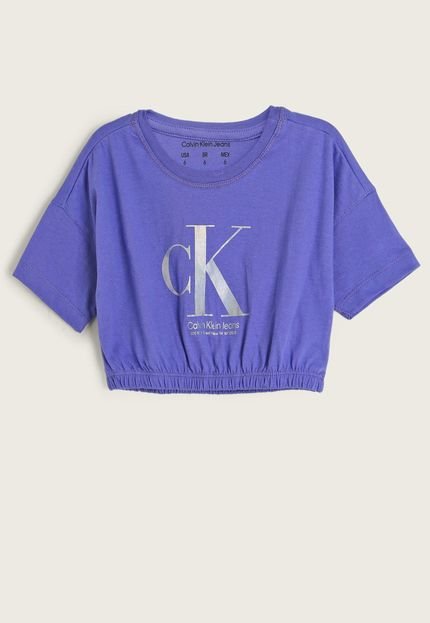 Camiseta Infantil Cropped Calvin Klein Kids Logo Lilás - Marca Calvin Klein Kids