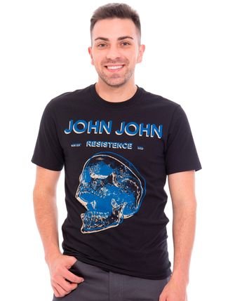 Camiseta John John Masculina Blue Skul Preta