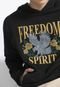 Blusa de Moletom Flanelada Fechada Forever 21 Freedom Spirit Preta - Marca Forever 21