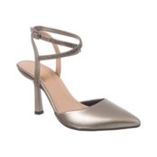 Scarpin Social Com Tira Strass Salto Fino Alto Elegante Prata Velho - Marca Stessy Shoes