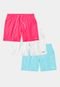 KIT 3 Shorts Tactel Praia Bermuda La'Oase Preto Branco e Pink Liso Mauricinho  Pink, Branco, Azul - Marca La'Oase