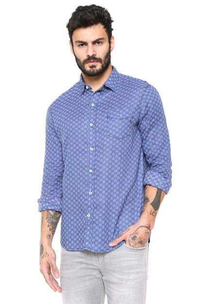 Camisa Replay Estampada Azul - Marca Replay