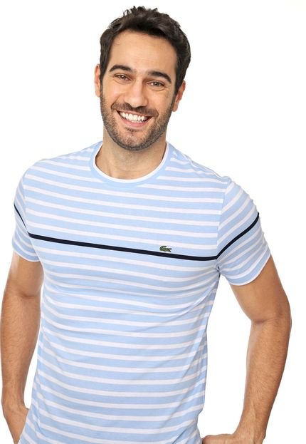 Camiseta Lacoste Listrada Azul/Branca - Marca Lacoste