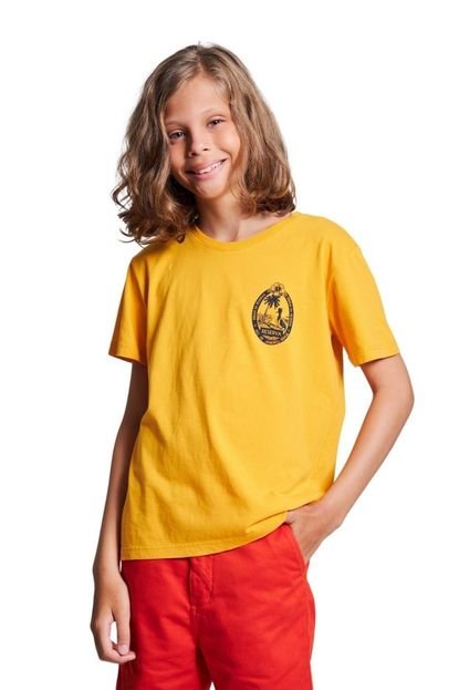 Camiseta Praia Vintage Selo Reserva Mini Amarelo - Marca Reserva Mini