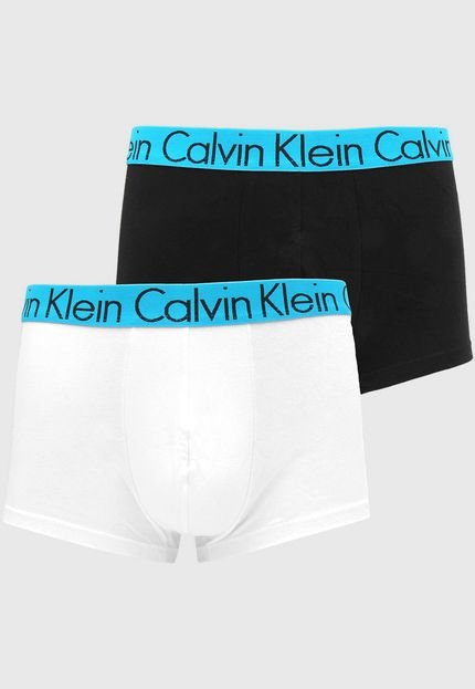 Kit 2pçs Cueca Calvin Klein Underwear Boxer Logo Preta/Branca - Marca Calvin Klein Underwear
